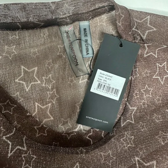 NWT One Teaspoon x Free People Mesh Sensory Star Metallic Tee - Picture 11 of 12